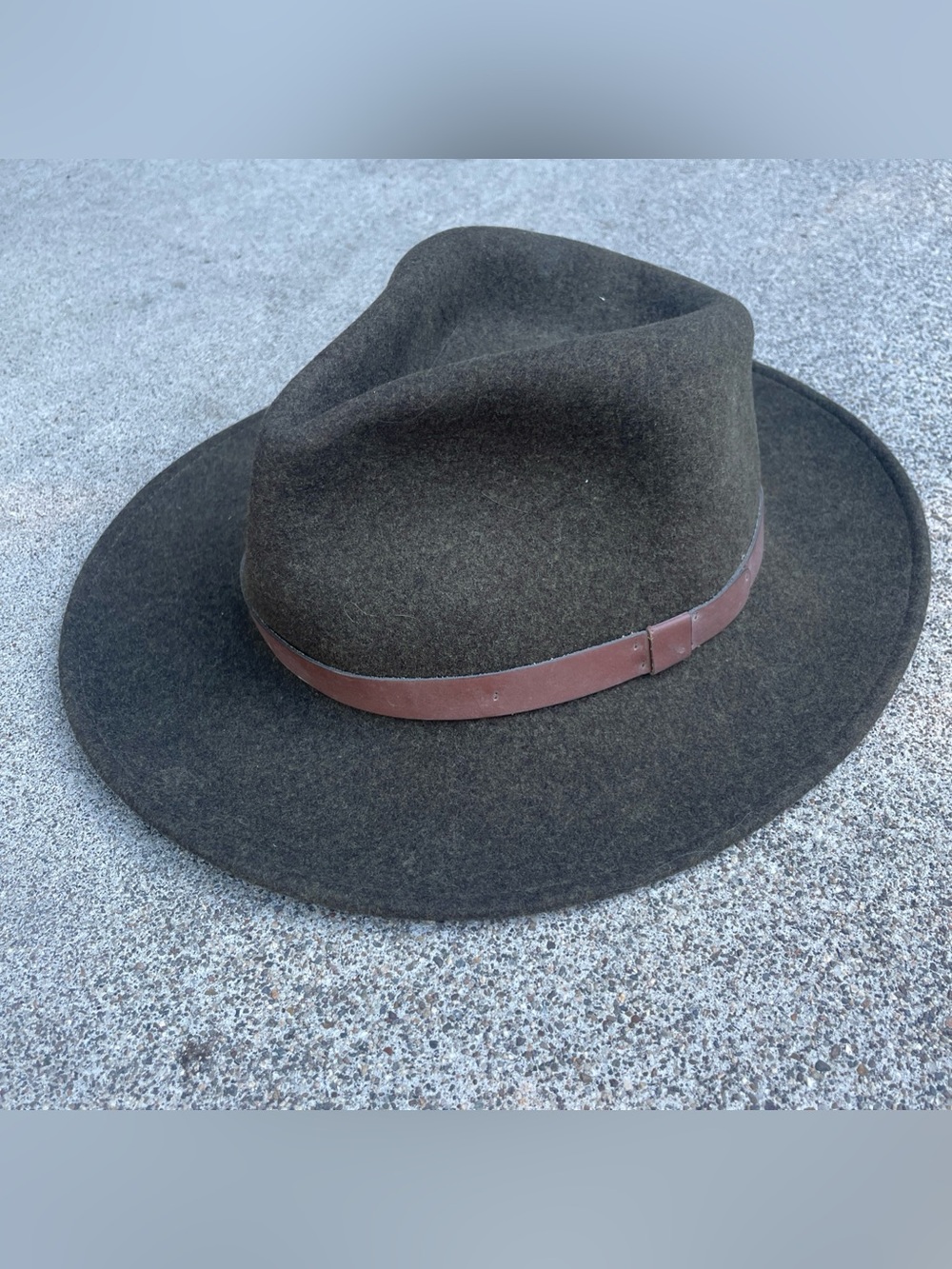 Pendleton Fedora Hat Men Sz Small Brown Green Wool Felt Leather Band 6 7/8